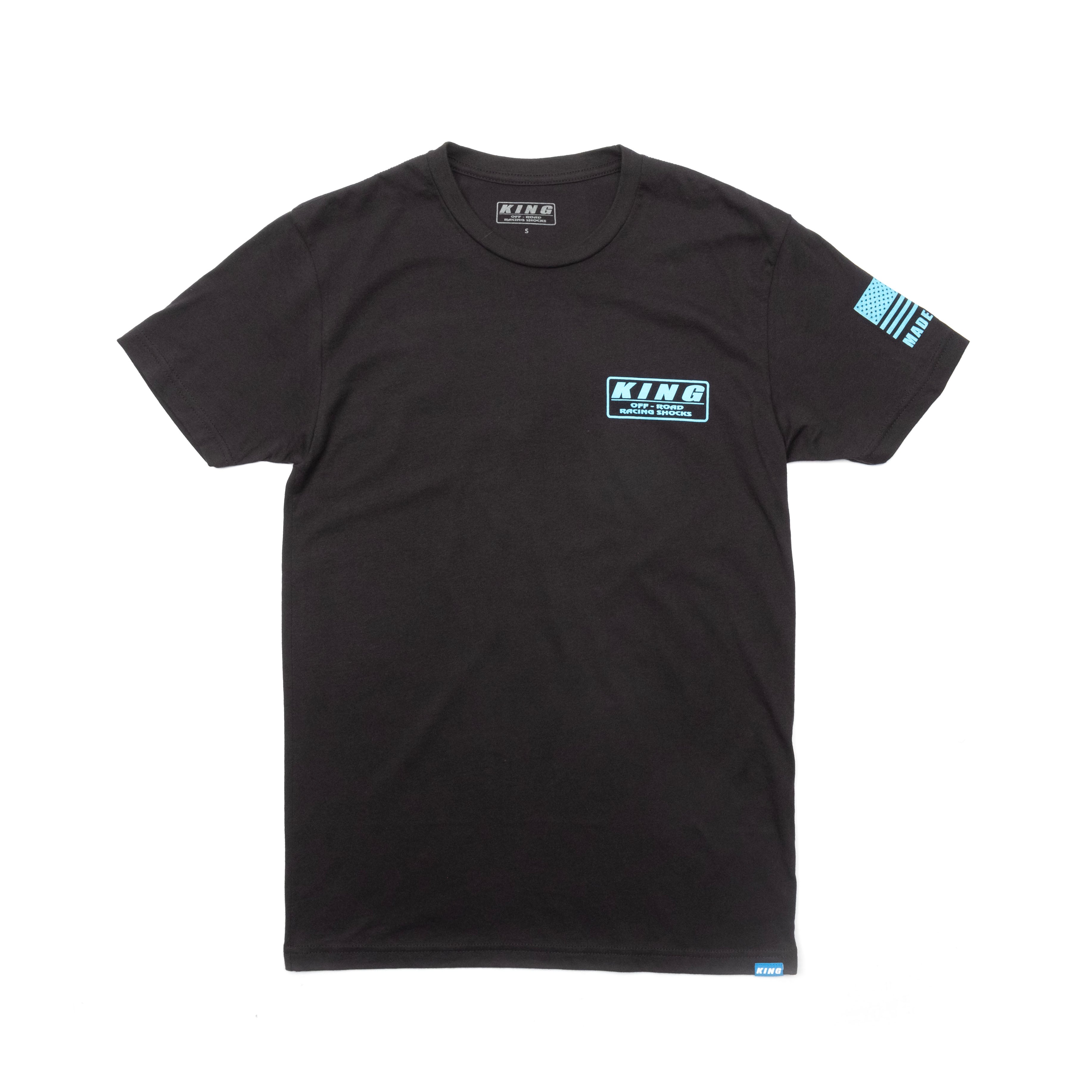 King Shocks Black CVC Crew Tee w/Neon Blue Logo - Main Image
