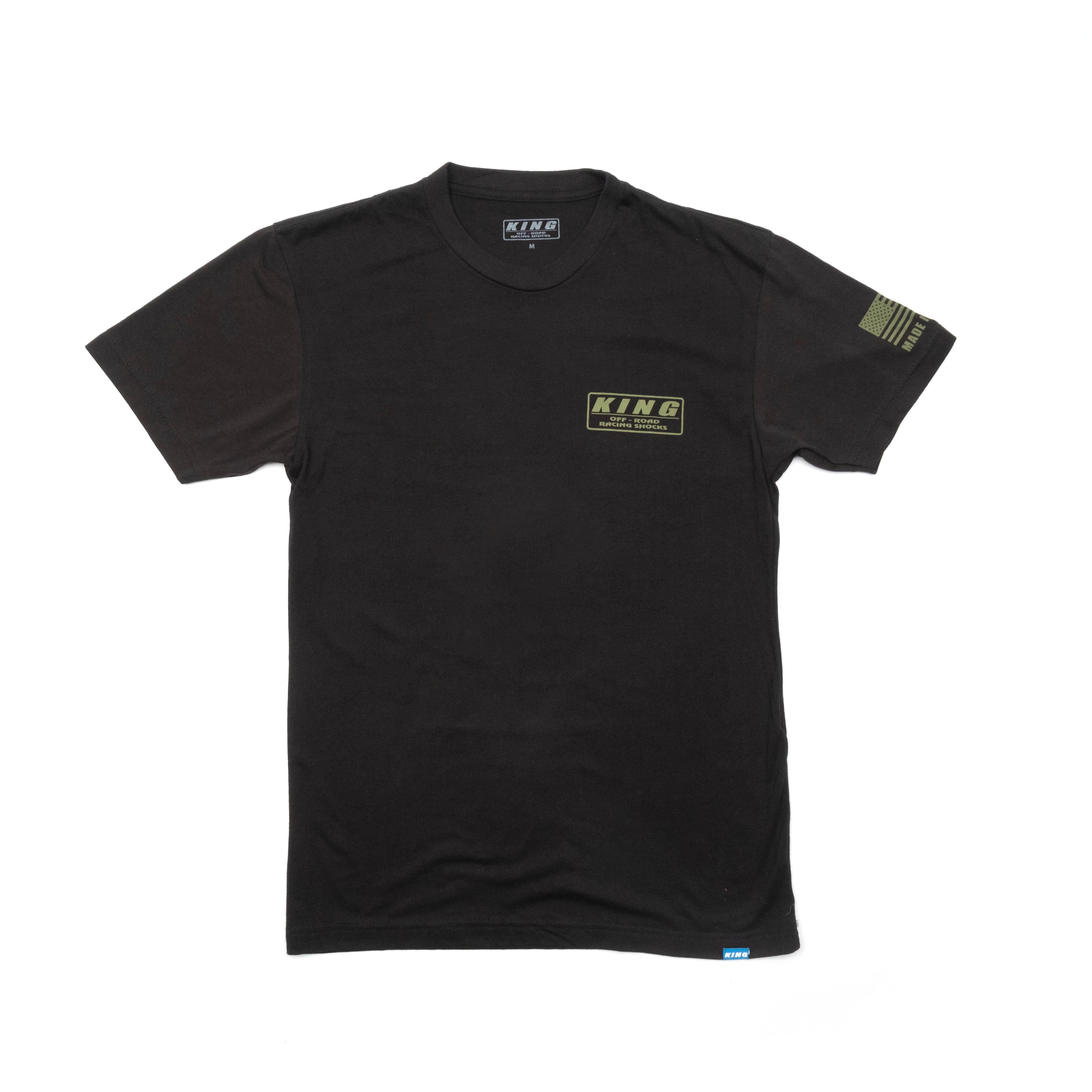 King Shocks Black CVC Crew Tee w/ Olive Green Logo JJ Performance