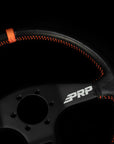 PRP Flat Steering Wheel - Orange Leather