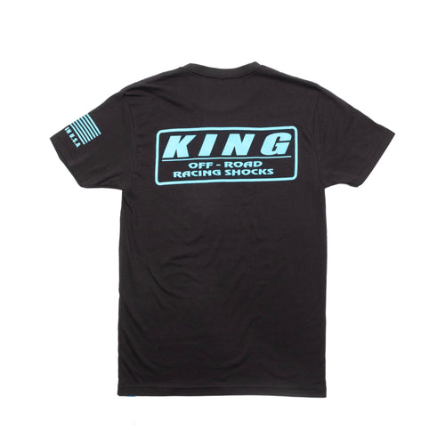 King Shocks Black CVC Crew Tee w/Neon Blue Logo