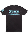 King Shocks Black CVC Crew Tee w/Neon Blue Logo