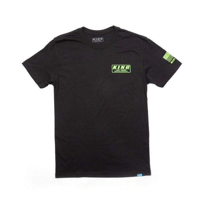 King Shocks Black CVC Crew Tee w/Neon Green Logo