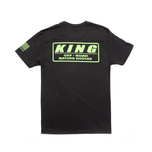 King Shocks Black CVC Crew Tee w/Neon Green Logo