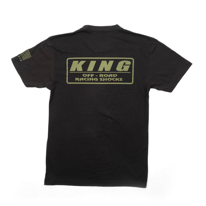King Shocks Black CVC Crew Tee w/ Olive Green Logo