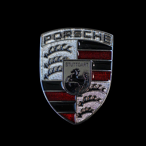 Bespoke Porsche Crest - Deep Red/Black/Raw