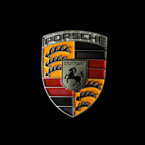 Bespoke Porsche Crest - German Flag/Black/Red/Gold/Brushed
