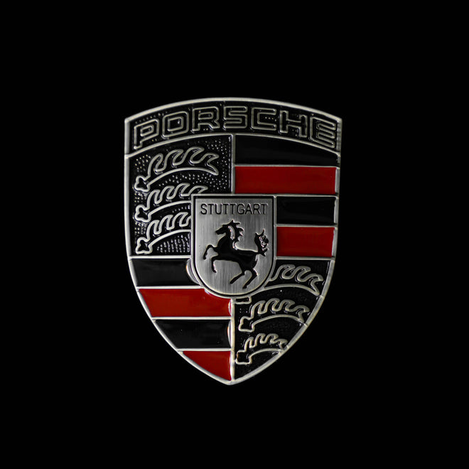 Bespoke Porsche Crest - Vibrant Red/Black/Brushed