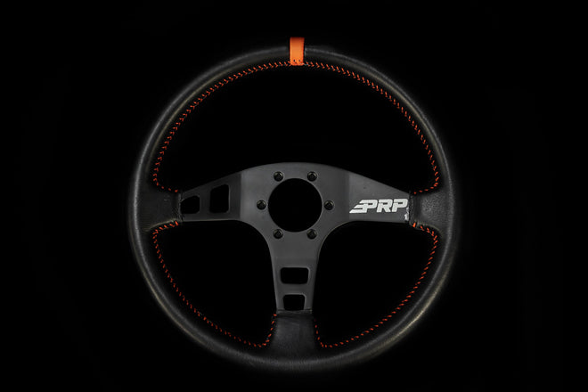 PRP Flat Steering Wheel - Orange Leather