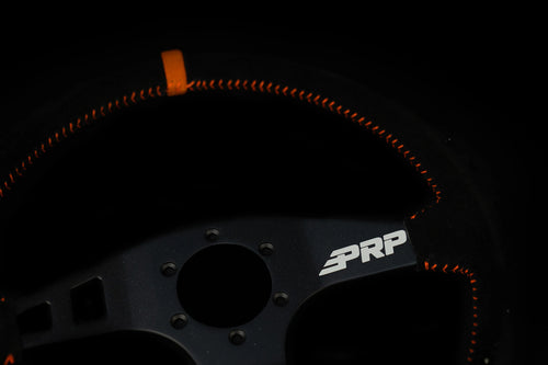 PRP Flat Steering Wheel - Orange Suede
