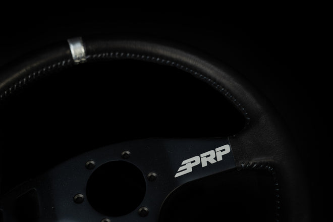 PRP Flat Steering Wheel - Silver Leather