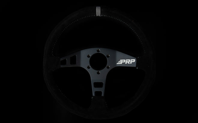 PRP Flat Steering Wheel - Silver Suede